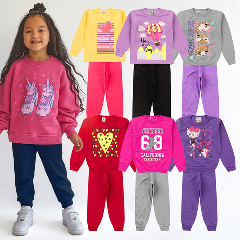Moletom Infantil Menina 1 ao 14 kit 2 e 3 Conjuntos
