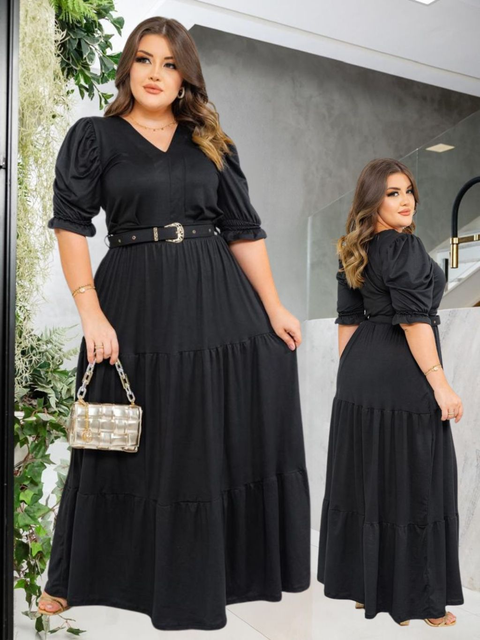Vestido Feminino Longo Evangelico Plus Size Duas Marias Com Cinto Tendencia Fardamento Do M Ao EXG