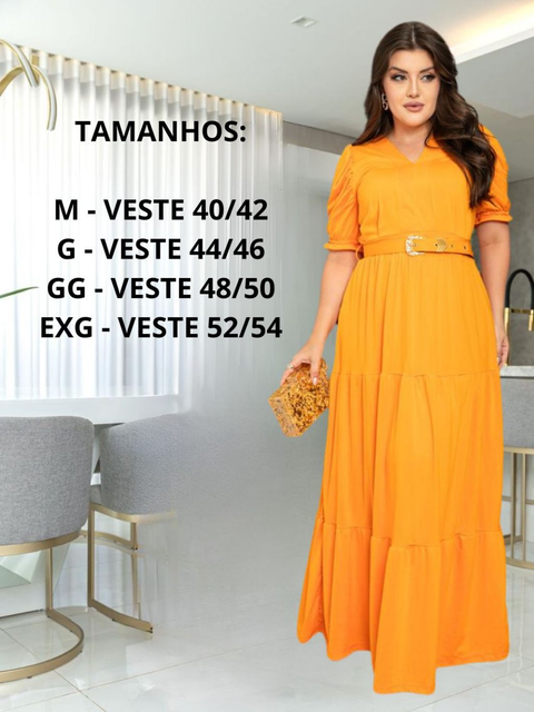 Vestido Feminino Longo Evangelico Plus Size Duas Marias Com Cinto Tendencia Fardamento Do M Ao EXG