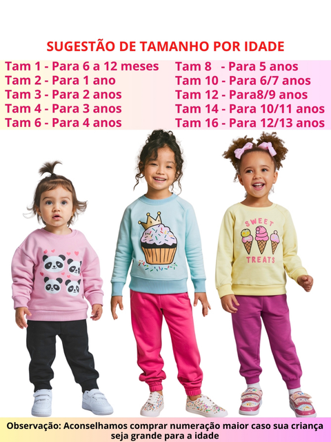 Moletom Infantil Menina 1 ao 14 Conjunto Feminino kit 6 Peças
