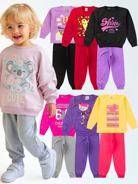 Moletom Infantil Menina 1 ao 14 Conjunto Feminino kit 6 Peças