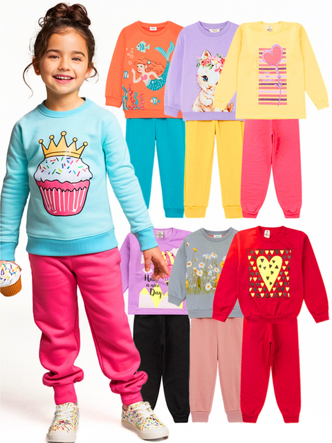 Moletom Infantil Menina 1 ao 14 Conjunto Feminino kit 6 Peças