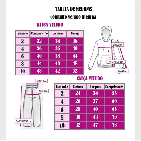 conjunto infantil veludo