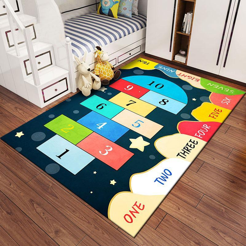 Tapete Kids Amarelinha Pink e Azul 1,00x1,50 Antiderrapante Estilo Belga Flannel