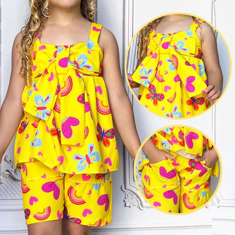 Conjunto Infantil Menina Verão Estampas Coloridas