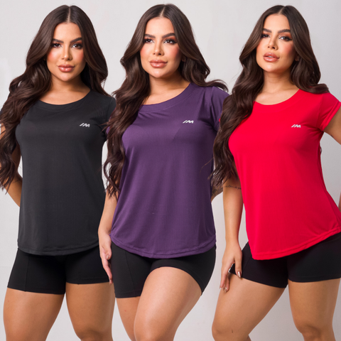 Kit 3 Camiseta Academia Feminina Dry Fit