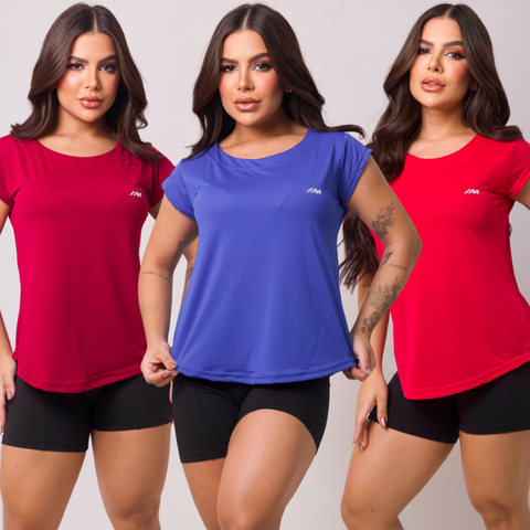 Kit 3 Camiseta Academia Feminina Dry Fit