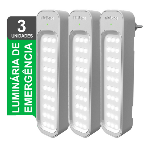 Kit 3 Luminárias de Emergência LEA 150 com 30 Leds Bivolt Slim Luz Emergencial