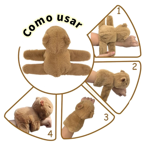 Pulseira de Pelúcia De Capivara, Brinquedo De Capivara Com Mochila De Tartaruga