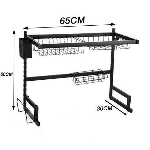 Cozinha Escorredor Rack Aço Inoxidável 65cm Ajustável Organizador Louça Preto Suspenso Modular Autossustentável Kitchen