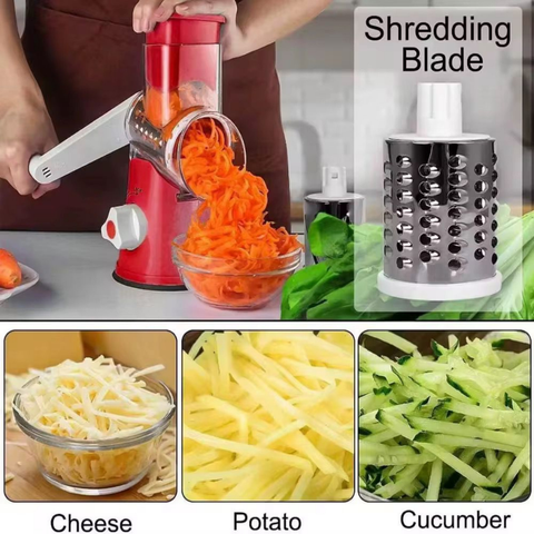 Cortador Ralador Manual 3 Lâminas Fatiador Legumes Verduras Frutas Tabletop Giratório