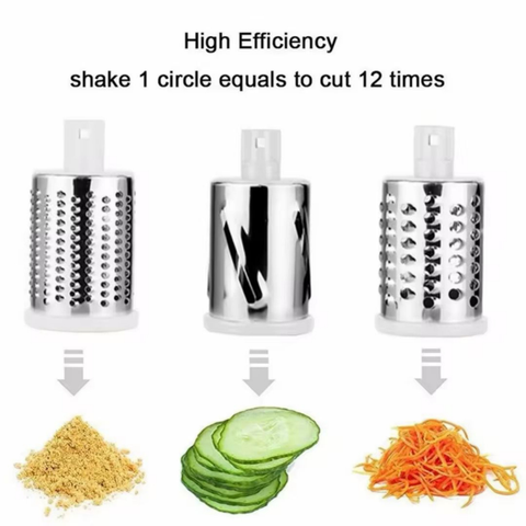 Cortador Ralador Manual 3 Lâminas Fatiador Legumes Verduras Frutas Tabletop Giratório