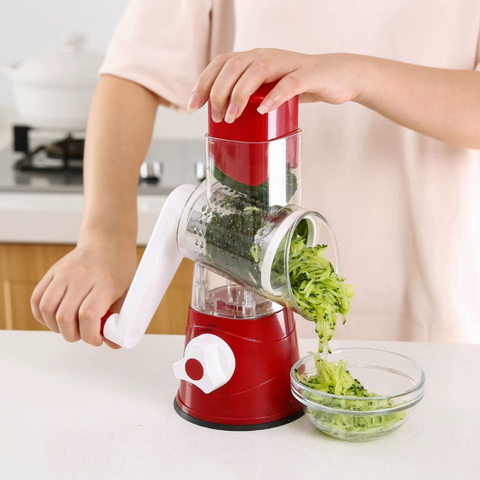 Cortador Ralador Manual 3 Lâminas Fatiador Legumes Verduras Frutas Tabletop Giratório