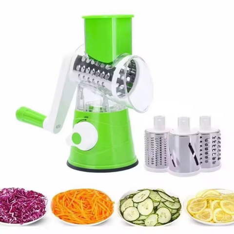 Cortador Ralador Manual 3 Lâminas Fatiador Legumes Verduras Frutas Tabletop Giratório