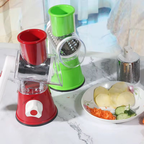 Cortador Ralador Manual 3 Lâminas Fatiador Legumes Verduras Frutas Tabletop Giratório
