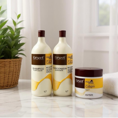 Kit Karseell Máscara 500g + 1 Shampoo 1l + 1 Condicionador Karseell 1l + Óleo Karseell 50ml