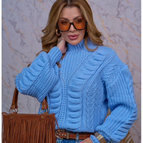 Suéter em Tricô Feminina Lã Premium Gola Alta