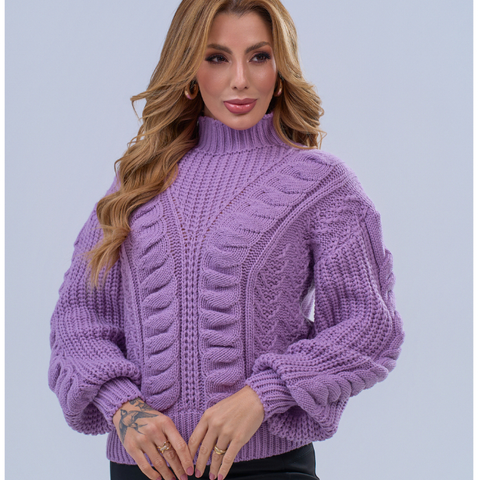 Suéter em Tricô Feminina Lã Premium Gola Alta