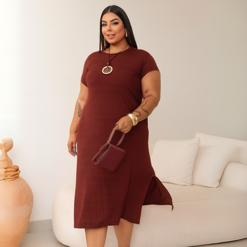 Vestido Feminino Midi Plus Size Soltinho