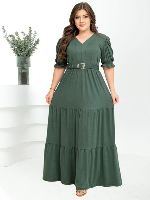 Vestido Feminino Longo Evangelico Plus Size Duas Marias Com Cinto Tendencia Fardamento Do M Ao EXG
