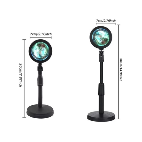 Luminária LED Sunset com Projeção RGB, 16 Cores, Controle Remoto, Base Circular