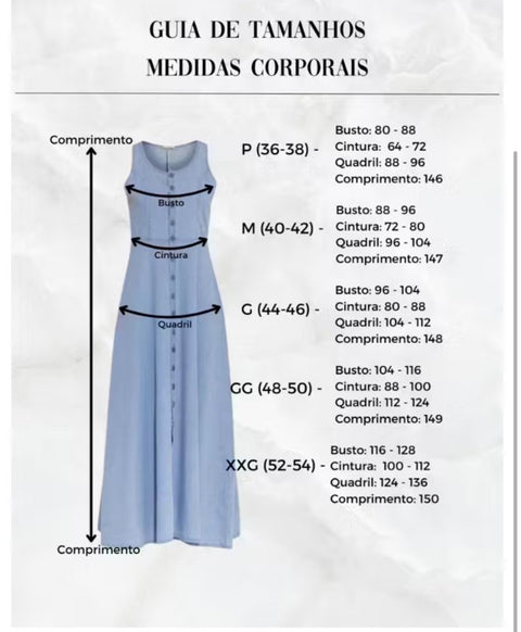 Vestido Feminino em Jeans Longo sem Mangas