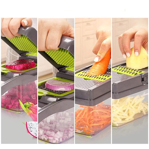 Profissional Multiuso Cozinha Slicer Aço Inox 16 em 1 Fatiador Cortador Ralador De Legumes Verduras Frutas Alimentos