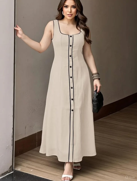 Vestido Aurora Rario10 – Elegância Vibrante com Botões Frontais