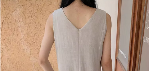 Vestido Plus Size Simples Elegante Cor Sólida Sem Mangas