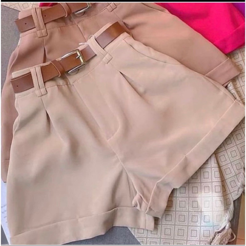 Short Alfaiataria Feminino Social com Cinto Cintura Alta PROMOÇÃO