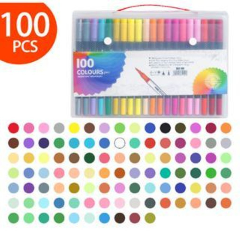 Canetas Coloridas Kit 24/36/48/60/80 Canetas 2 em 1 Ponta Fina