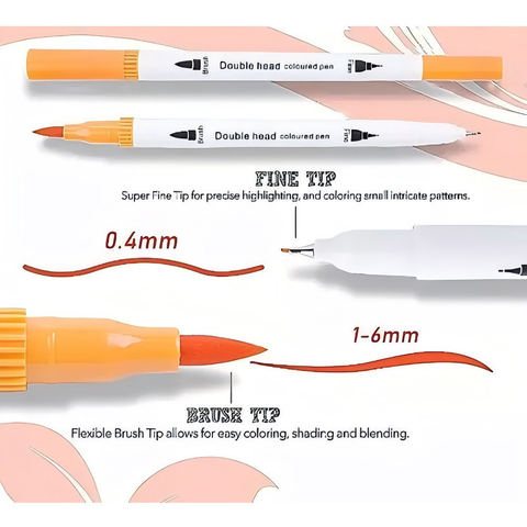 Kit 24/36/48/60/80 Canetas 2 em 1 Brush Lettering e Ponta Fina Dual Pen Canetinha Colorir Desenho