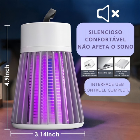 LUMINÁRIA MOSQUITEIRO UV 2 EM 1 | ARMADILHA ELETRÔNICA RECARREGÁVEL | SEM RADIAÇÃO | REPELENTE SILENCIOSO