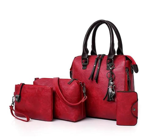 Conunto de Bolsas Femininas em Couro Media - rario10.com.br